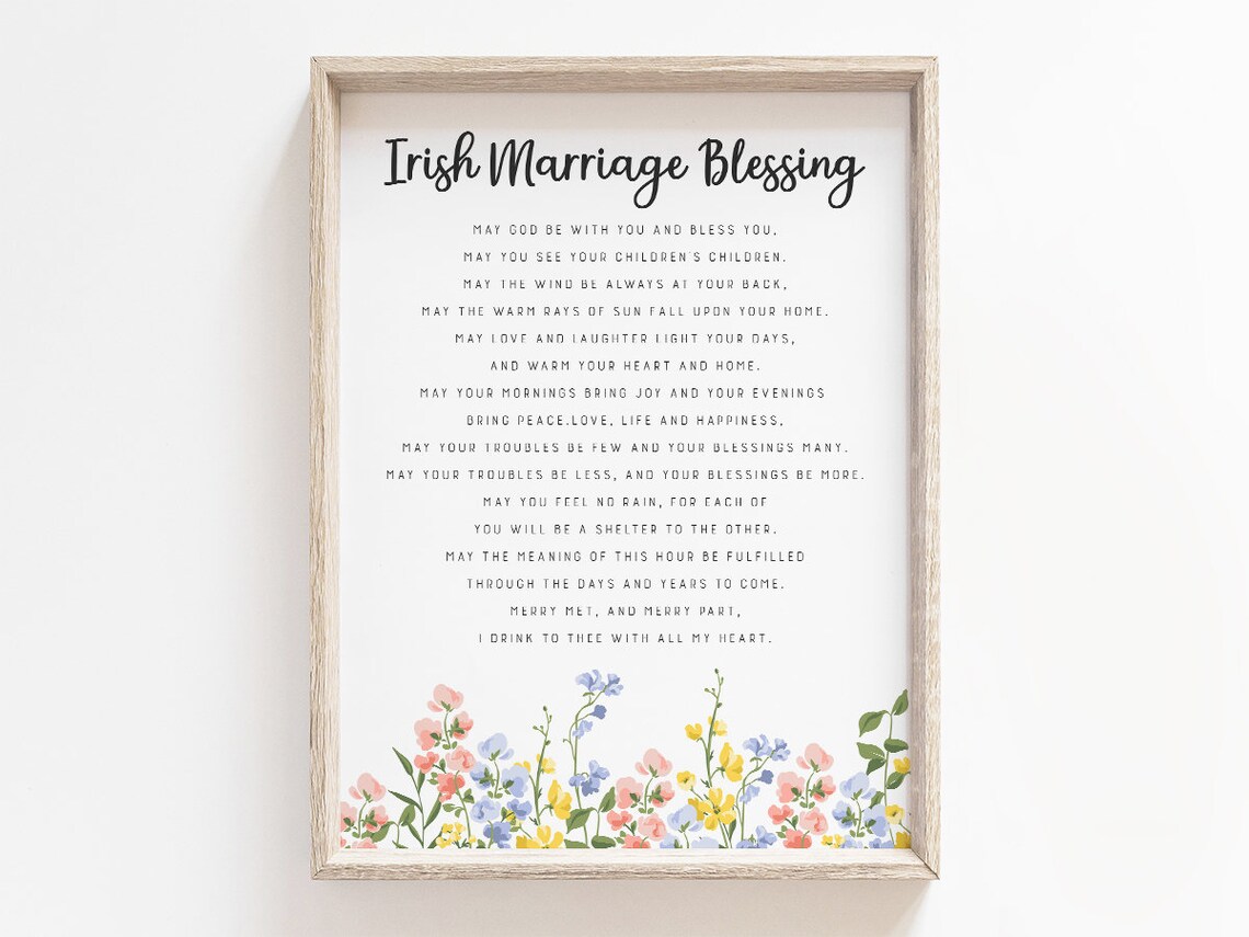 Irish Wedding Blessing Prayer, Christian Art Print