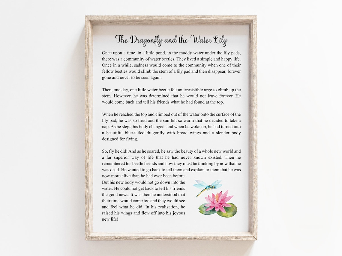 The Dragonfly Story Poem Typography Art Print