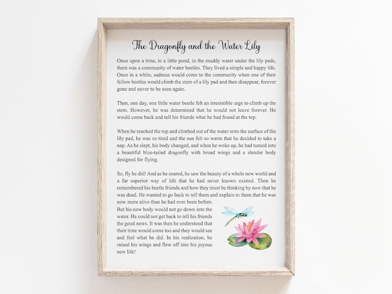 The Dragonfly Story Poem Typography Art Print