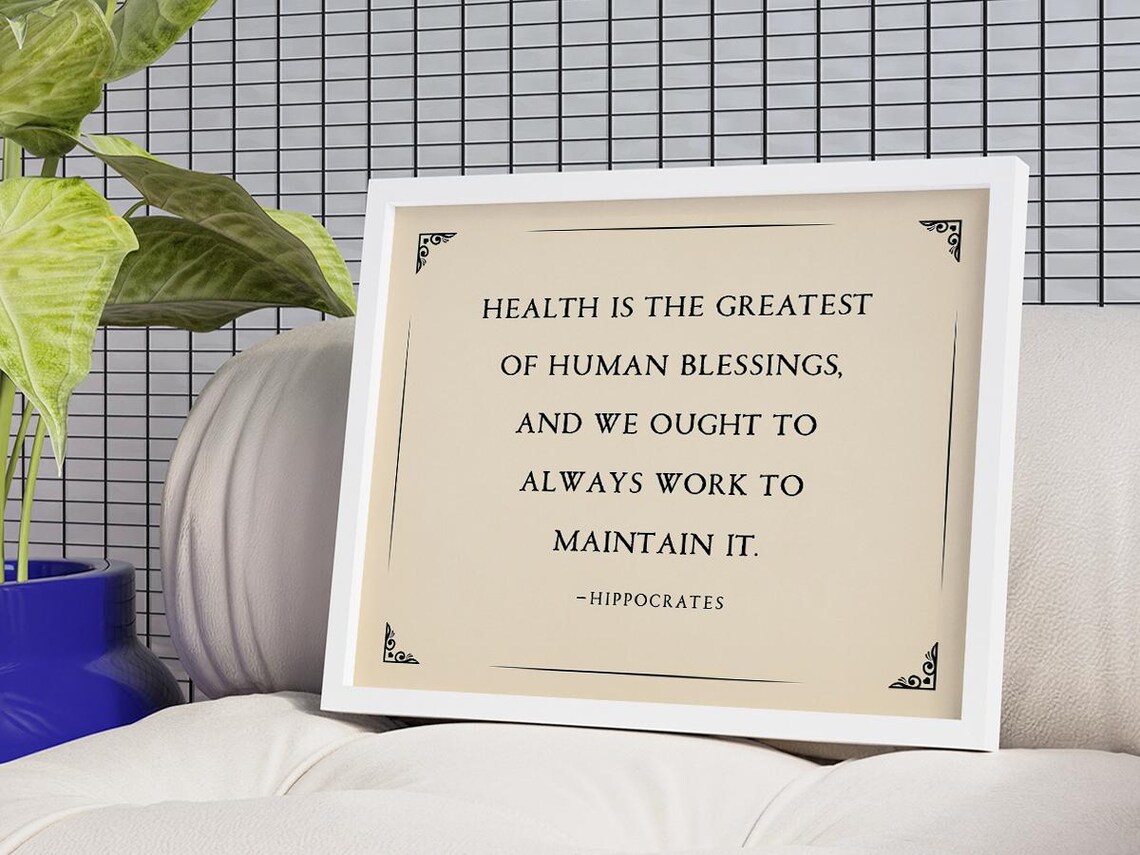 Hippocrates Health Is the Greatest Blessing Wellness Quote Print - Image 3
