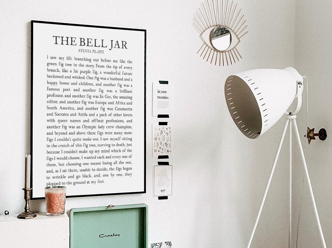 The Bell Jar Quote By Sylvia Plath, Literature Decor - Image 3