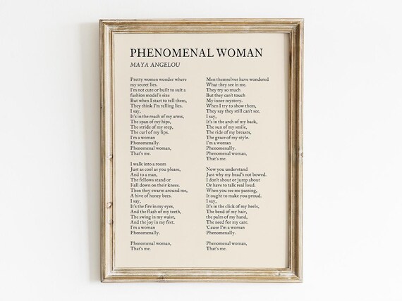 Maya Angelou Phenomenal Woman Poem Feminist Empowerment Poster