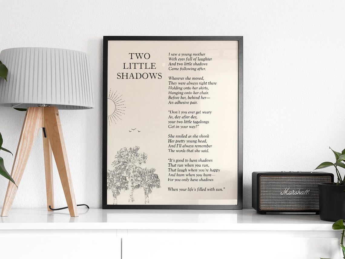 Two Little Shadows Poem, Motherhood Wall Art - Image 2