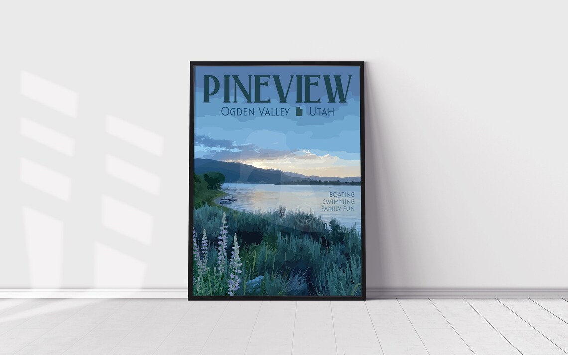 Pineview Reservoir Utah Vintage Travel Poster