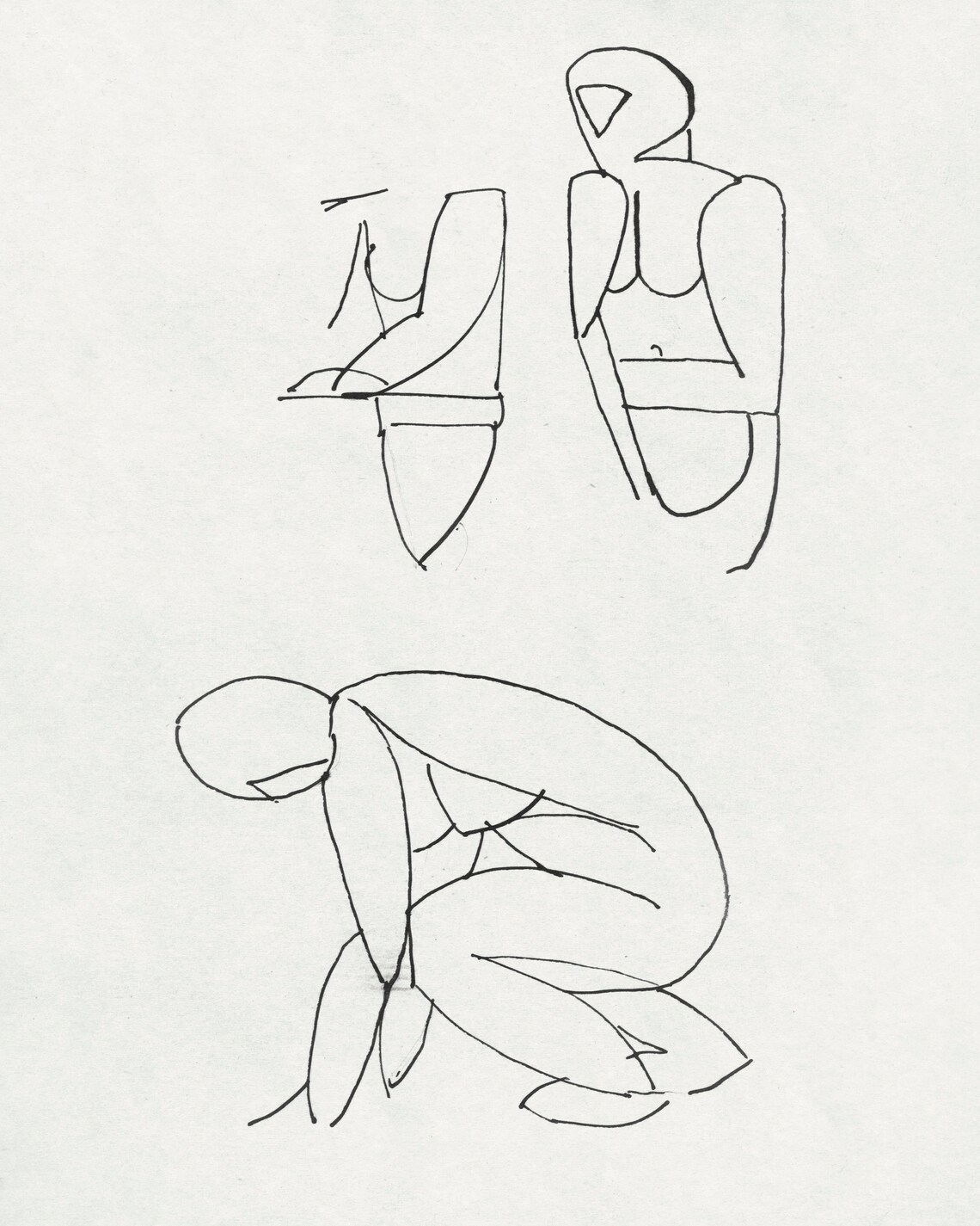 Three Abstract Figure Studies Minimalist Outline Drawing Line Art Poster - Image 2