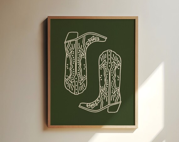 Western Cowboy Boots Vintage Poster, Southern Decor