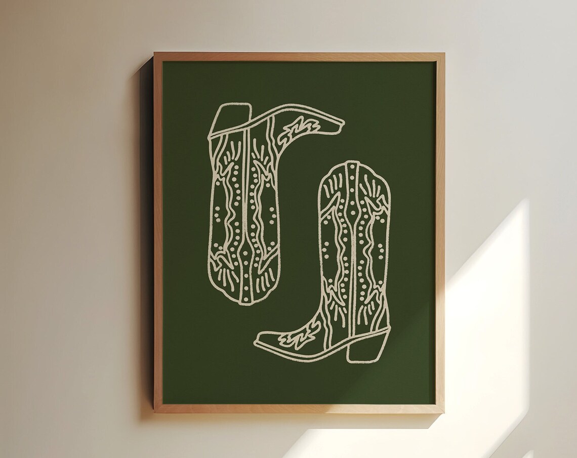 Western Cowboy Boots Vintage Poster, Southern Decor
