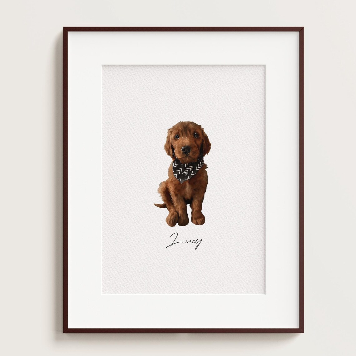 Mini White Dog Watercolor Portrait Finn Personalized Pet Art Print - Image 3