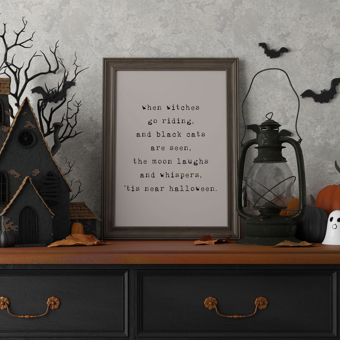 Tis Near Halloween Witches Black Cats Typography Quote Poster - Image 3