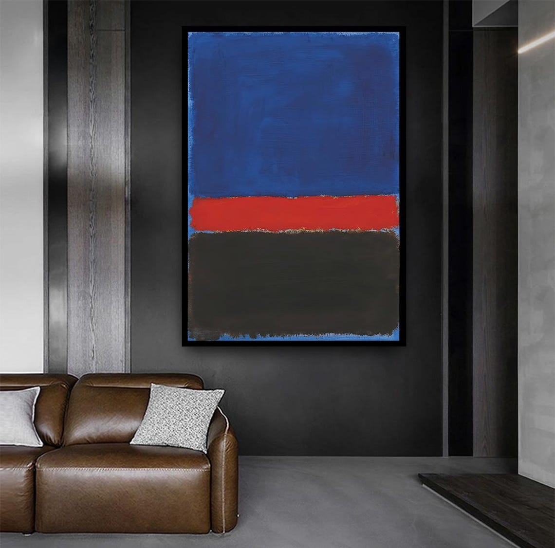 Bold Blue Red Black Abstract Color Field Rothko Style Poster - Image 2