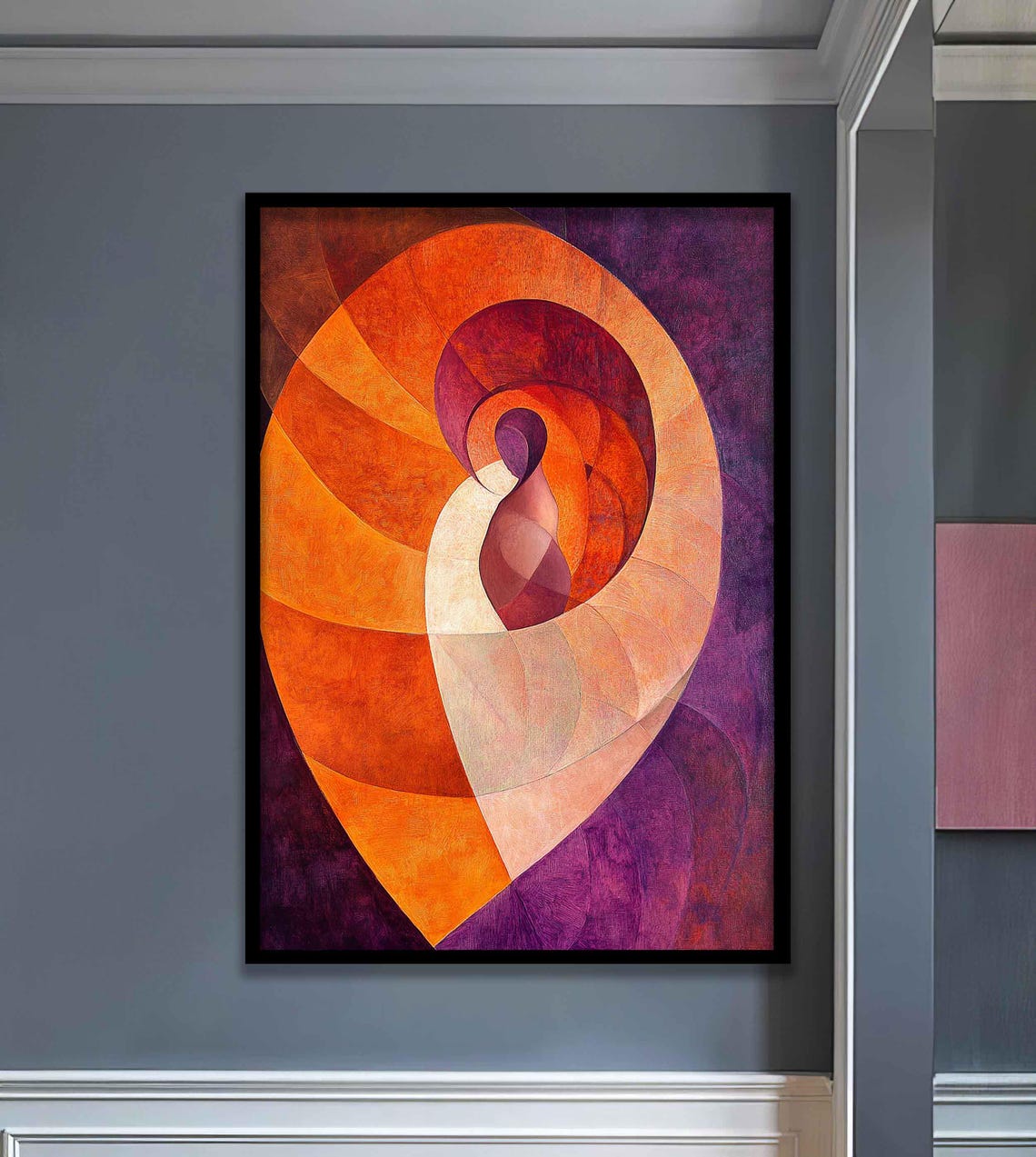 Swirling Orange Purple Spiral Shell Abstract Geometric Art Poster - Image 3