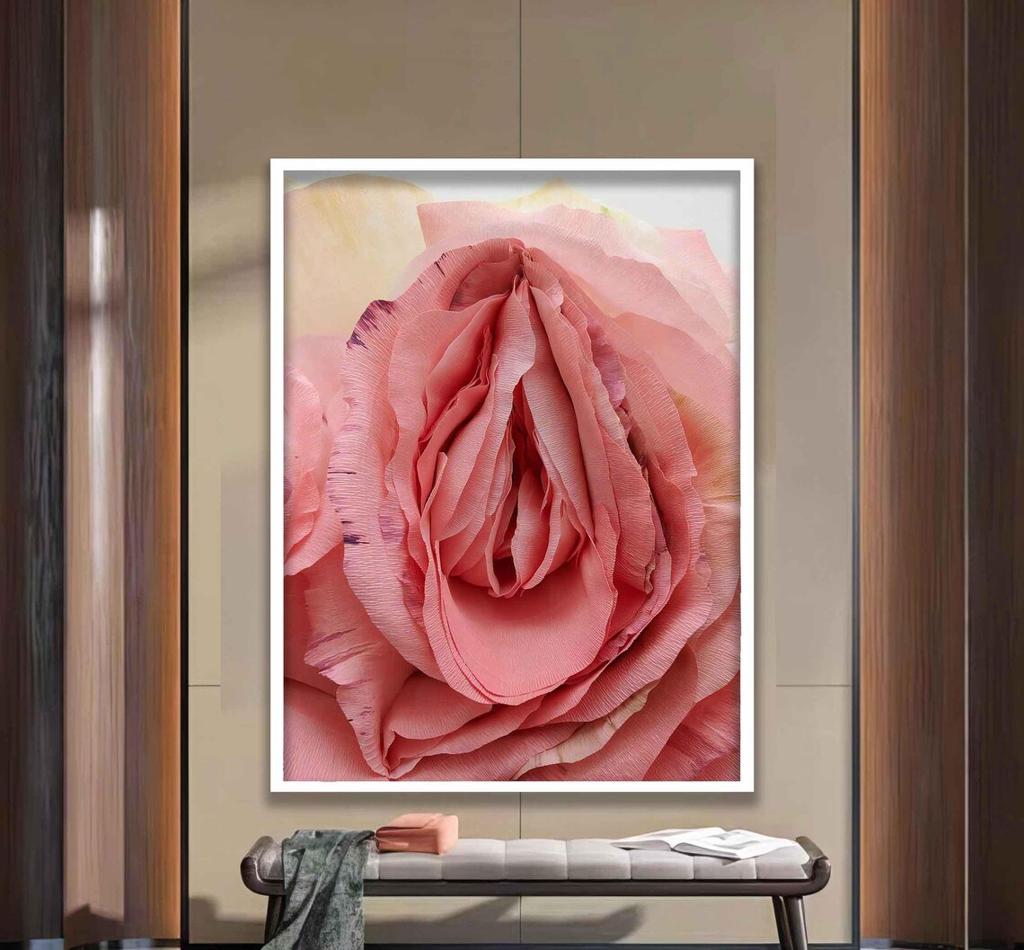 Blush Pink Rose Extreme Close Up Romantic Floral Photography Poster - Image 3