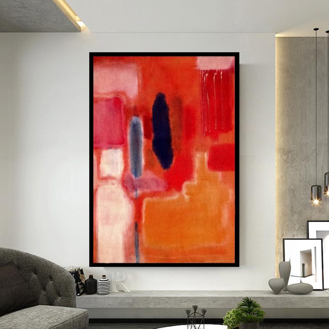 Rothko Style Warm Red Orange Color Field Abstract Art Poster - Image 2