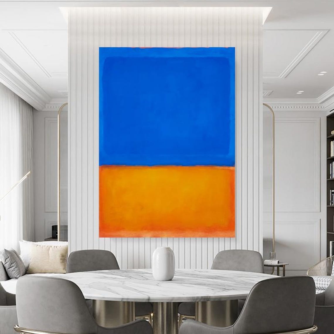 Blue and Golden Yellow Abstract Color Field Modern Art Poster - Image 3