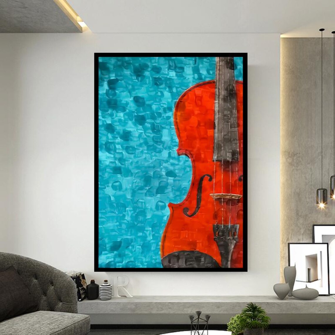 Red With Guitar Music Poster, Wall Decor - Image 2