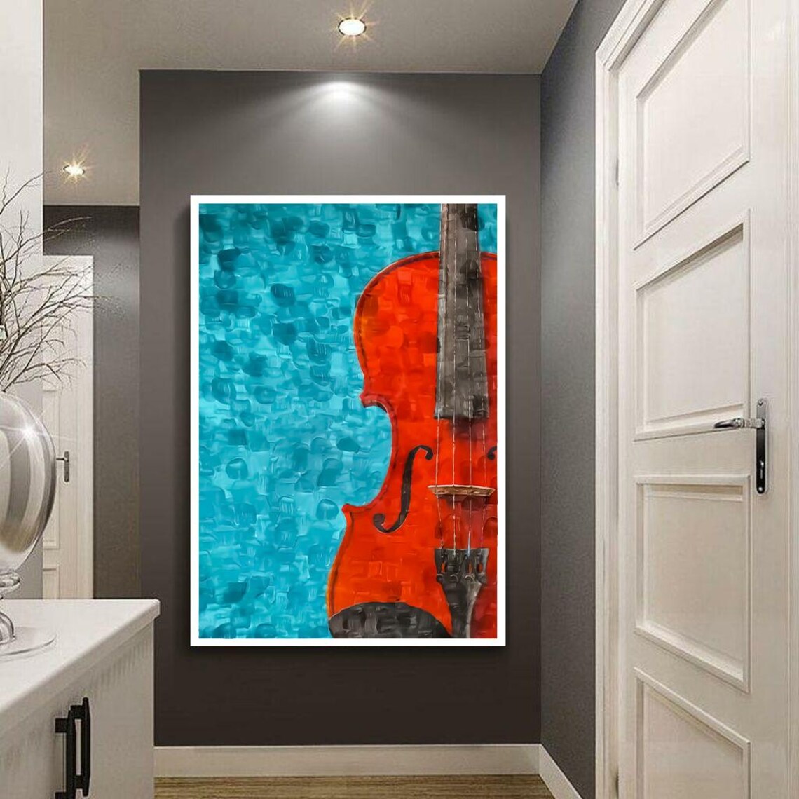 Red With Guitar Music Poster, Wall Decor - Image 5