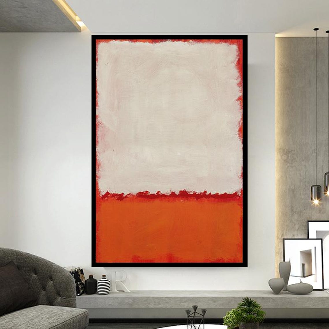 Red And White Color Field Abstract Painting Gallery Modern Poster - Image 4