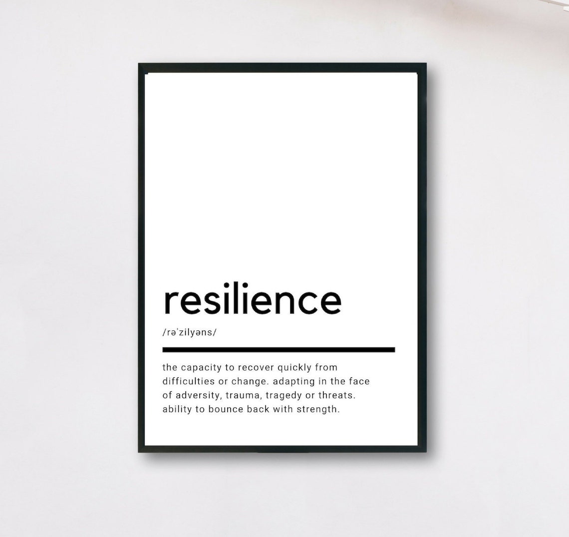 Resilience Definition Print Minimalist Modern Inspirational Art