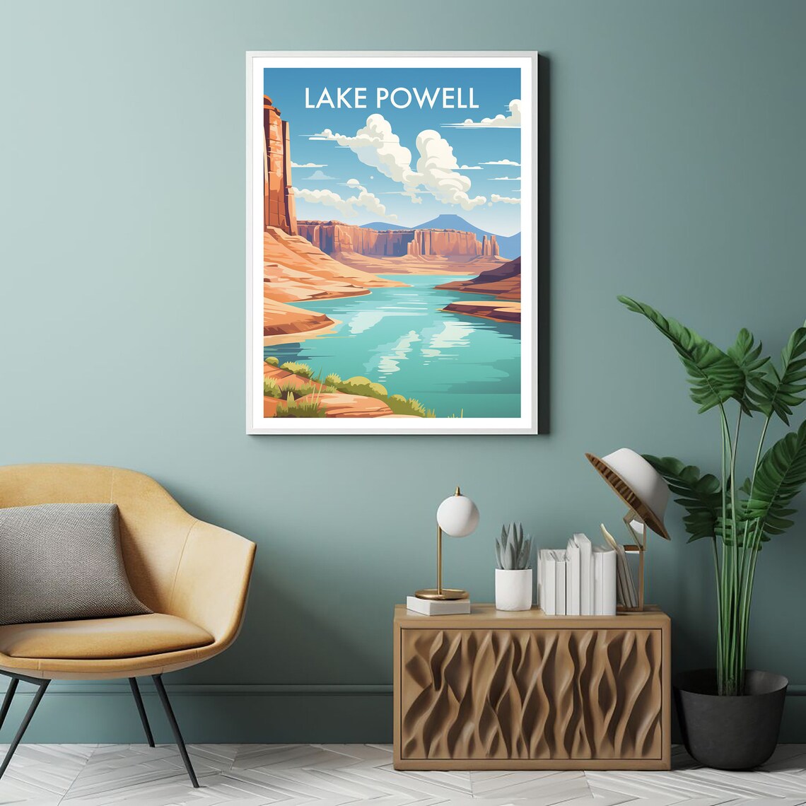 Lake Powell Travel Poster, Desert Lake Wall Art - Image 2
