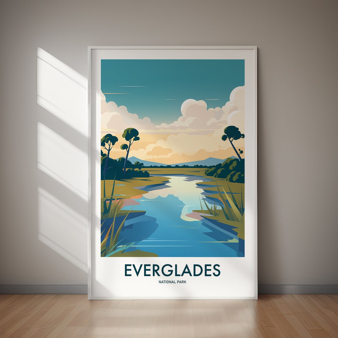 Everglades National Park Wetlands River Sunset Travel Art Poster