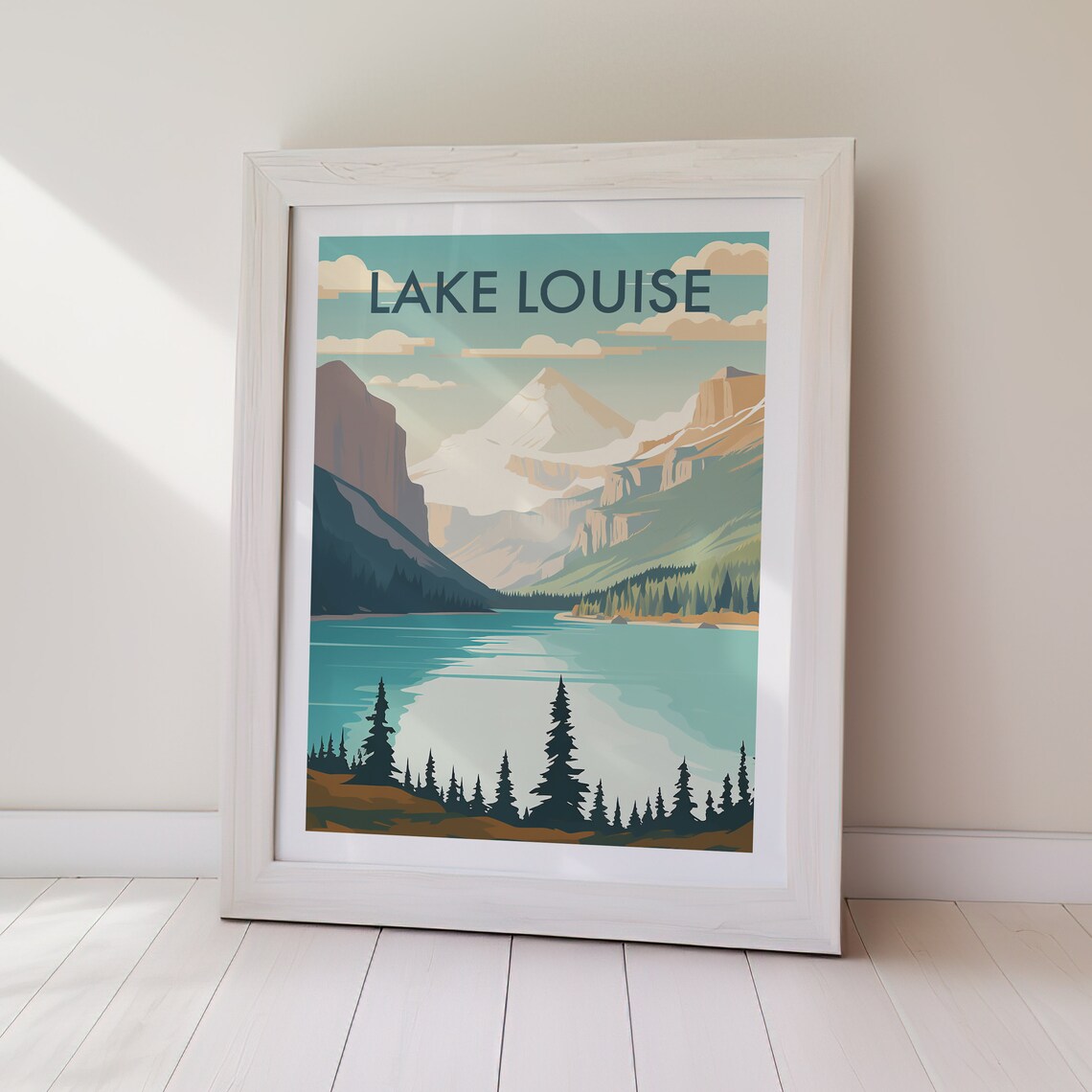 Lake Louise Canada Turquoise Water Pine Snowy Peaks Travel Poster - Image 2