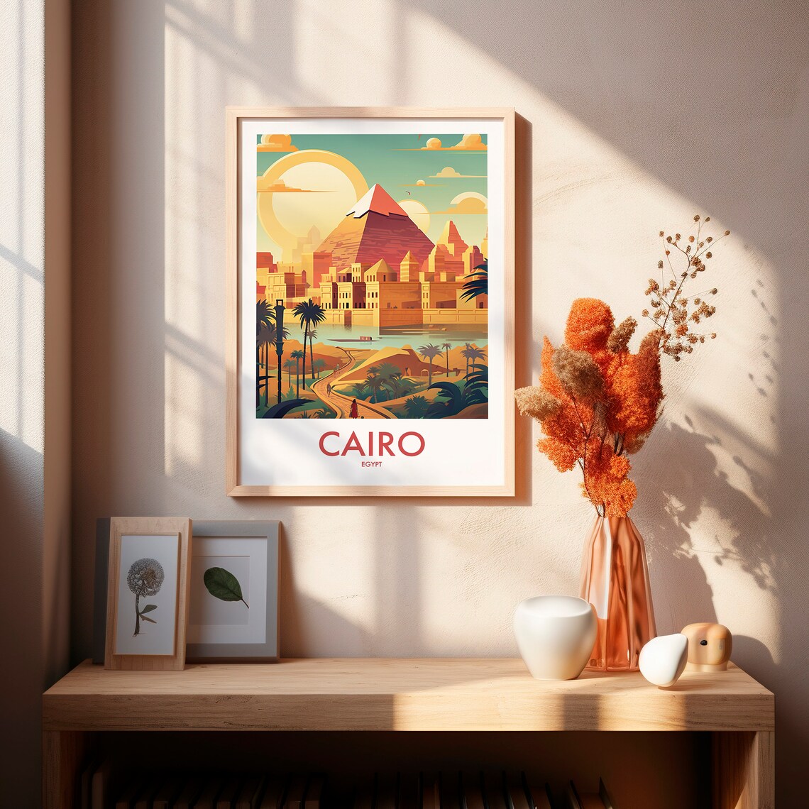 Cairo Egypt Great Pyramid Oasis Desert Trail Retro Travel Poster - Image 2