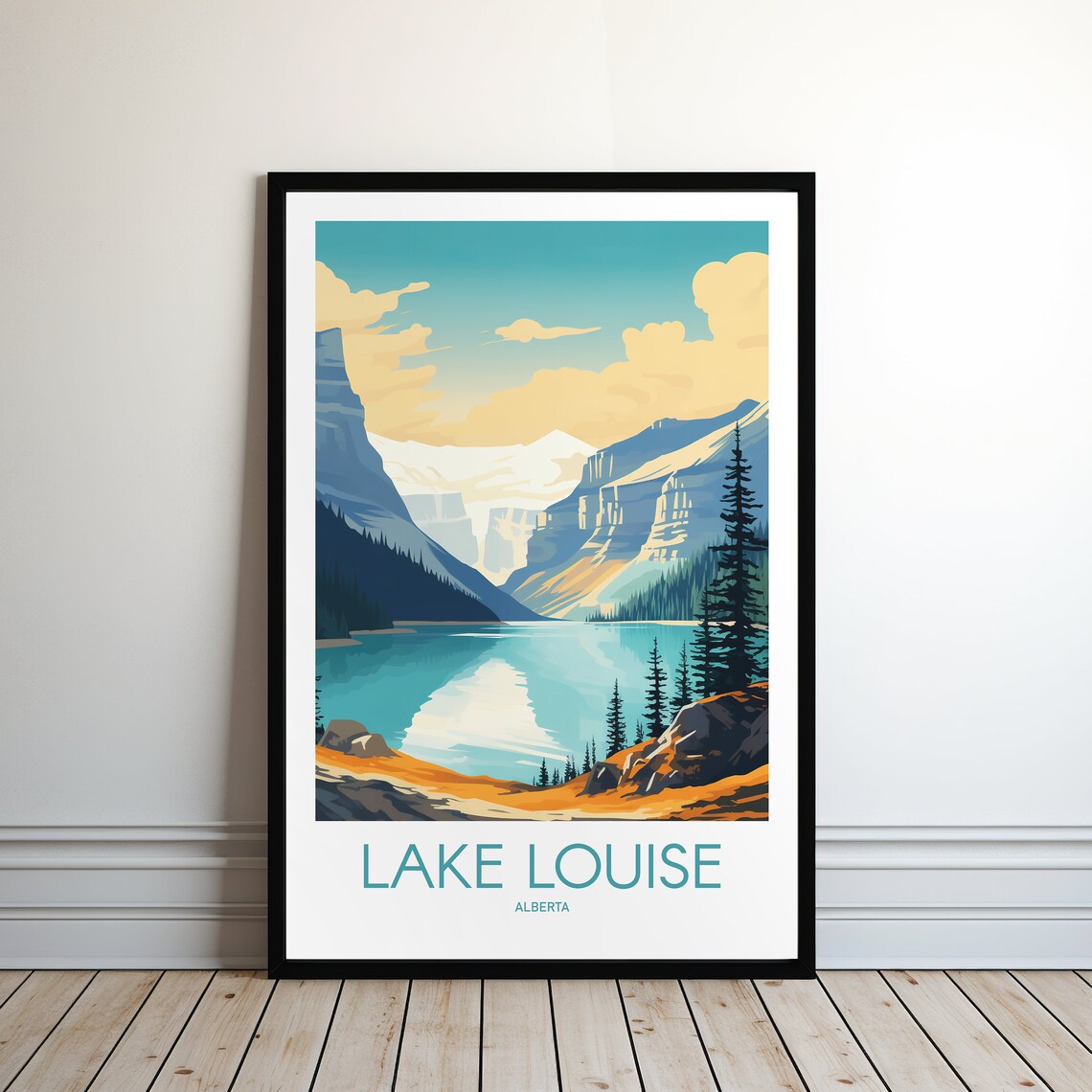 Lake Louise Travel Poster, Canada Hiking Art Print