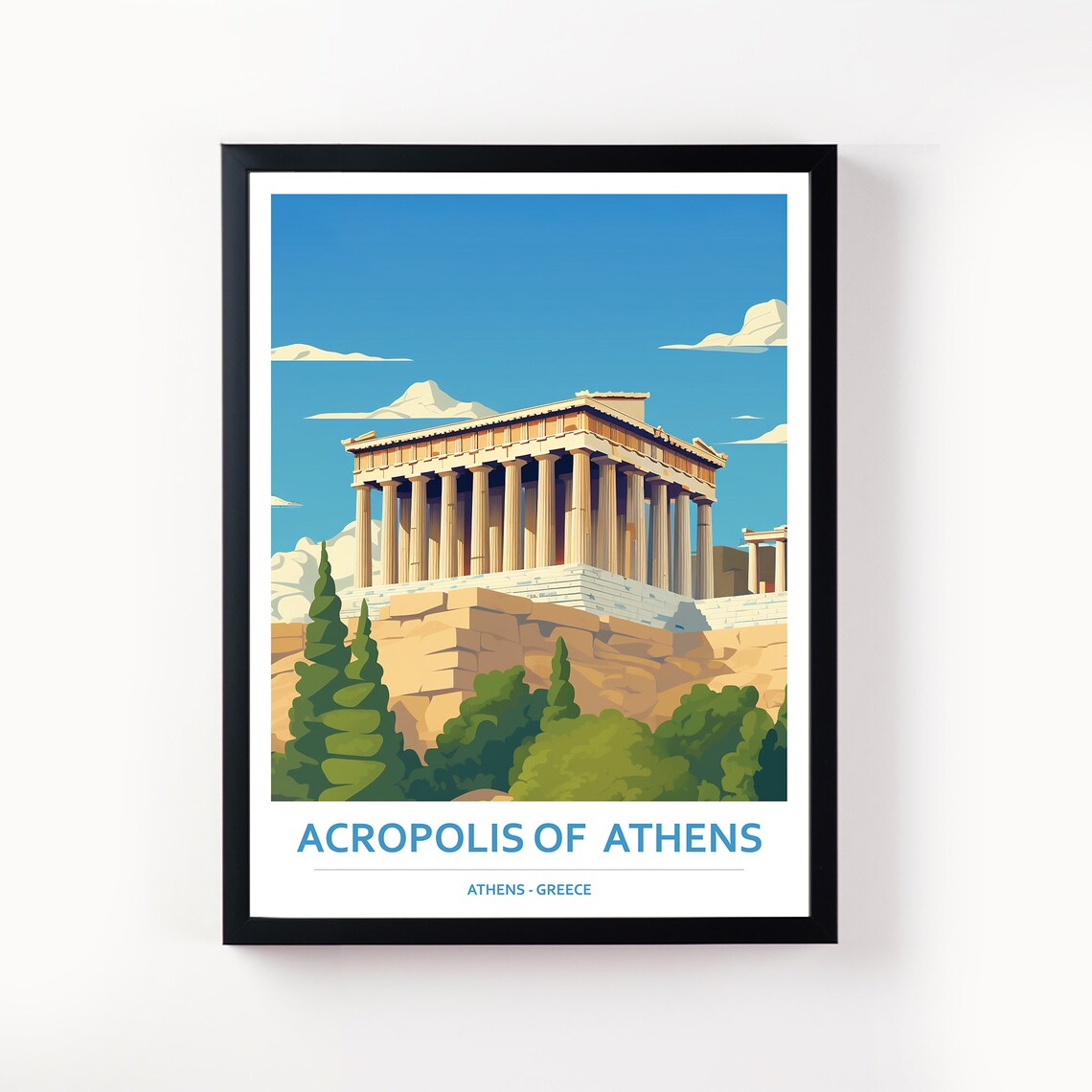 Acropolis of Athens Greece Parthenon Temple Blue Sky Art Poster - Image 2