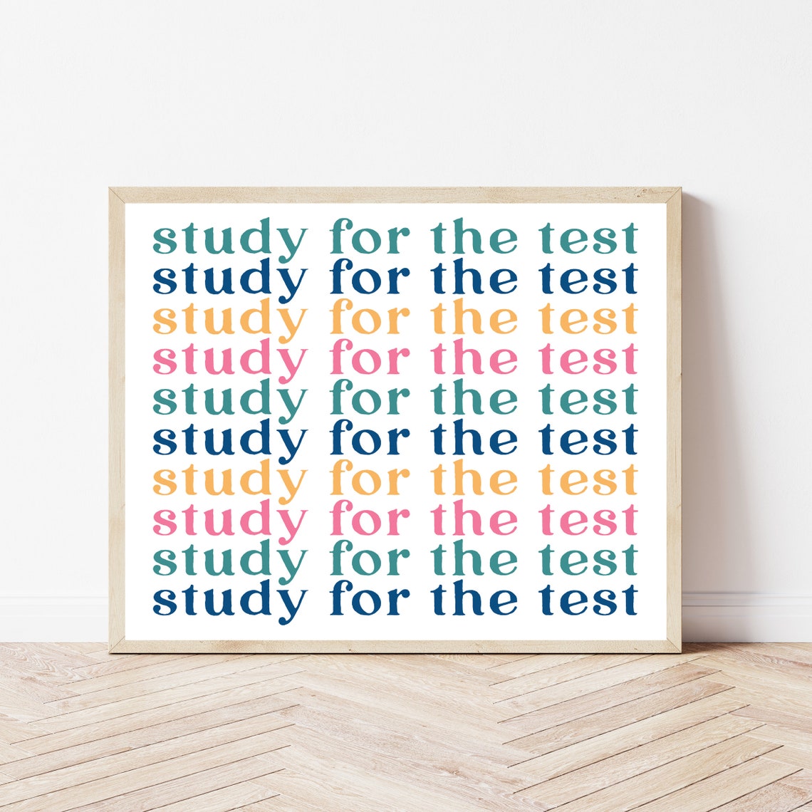 Study for the Test Retro Rainbow Typography Classroom Wall Art