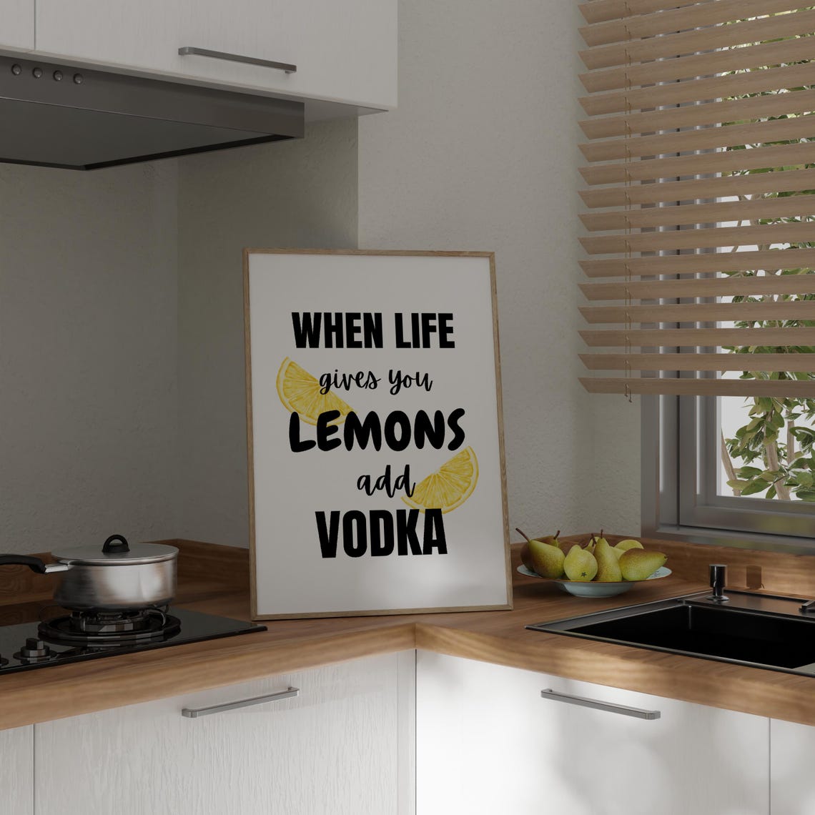When Life Gives You Lemons Add Vodka Funny Bar Cart Wall Art - Image 3