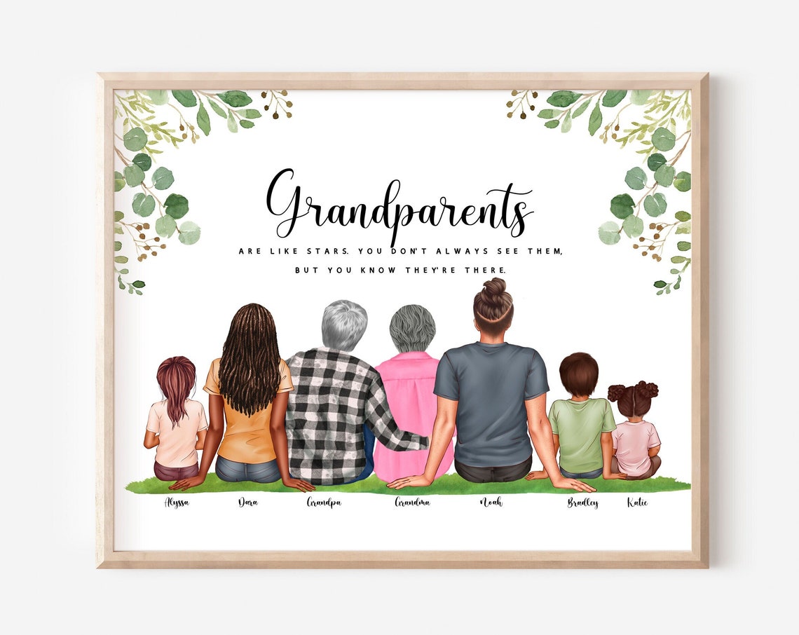 Grandparents Are Like Stars Personalized Family Tribute Poster
