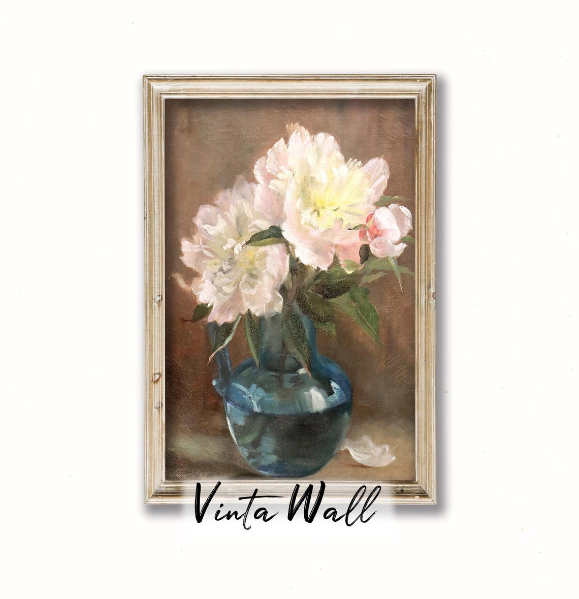 Still Life White Flower Oil Painting Print French Floral Neutral Colour Vintage Art Botanical Country Kitchen Wall Decor Farmhouse