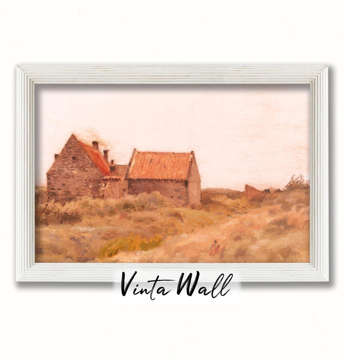 Autumn Field Oil Painting Print Village Foliage Red Farmhouse Country Warm Colours Hills Cottage Art Kitchen Wall Decor Summer - Image 3
