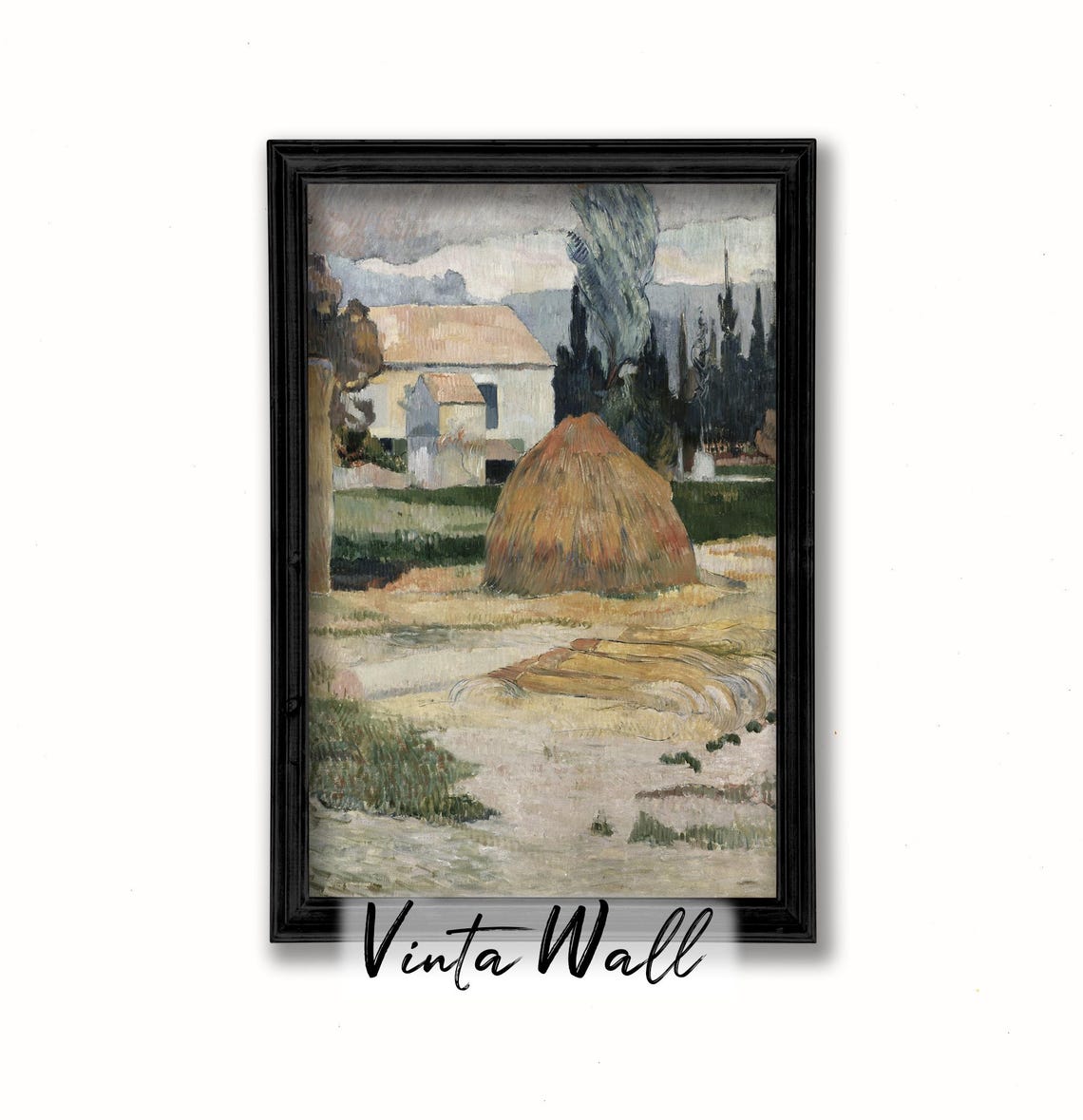 Farmhouse Haystack Rural Harvest Vintage Countryside Art Poster - Image 2