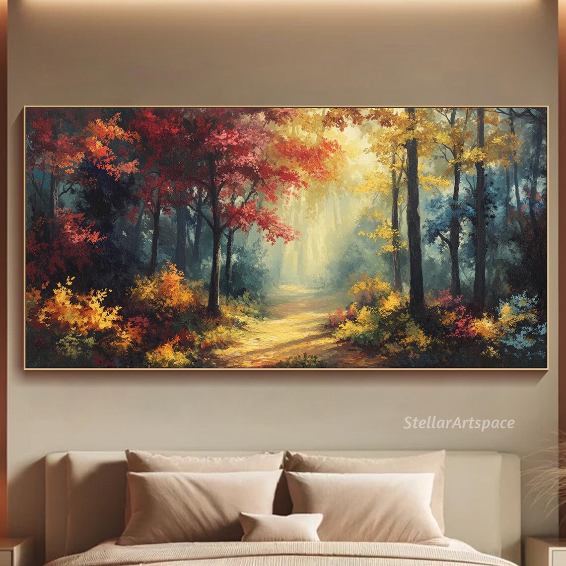 Colorful Forest Tree Painting, Contemporary Art Print
