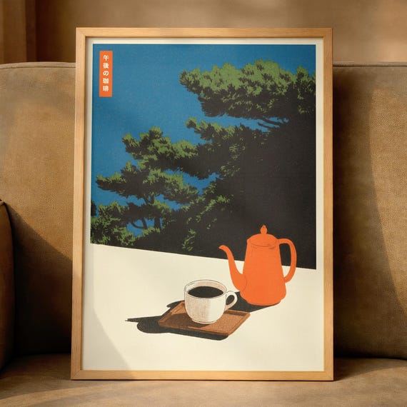 Japanese Tea Poster Japandi Kitchen Wall Art Mid Century Decor Minimalist Teapot Print