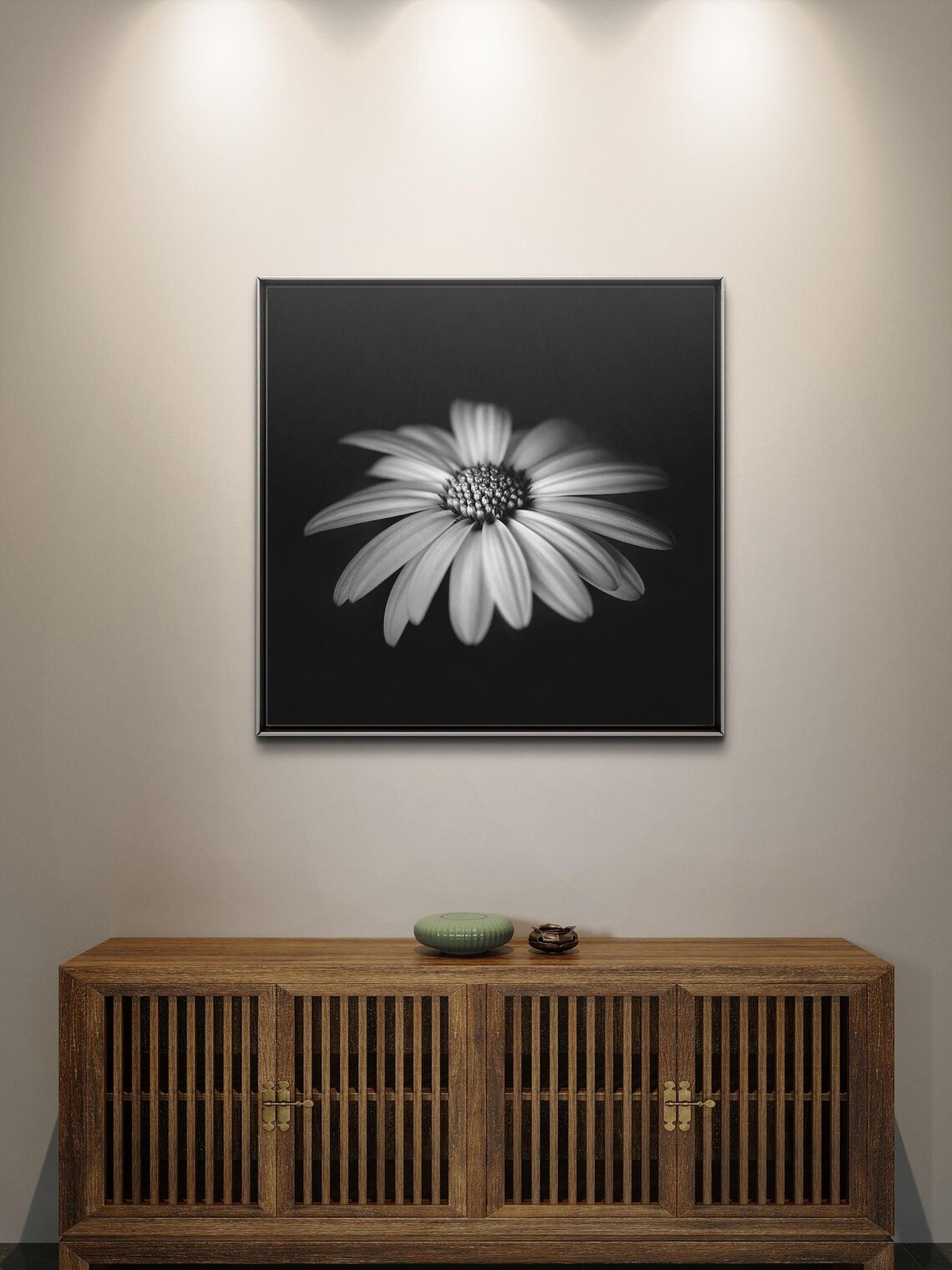 Black And White Daisy With Depth, Elegant Floral Art