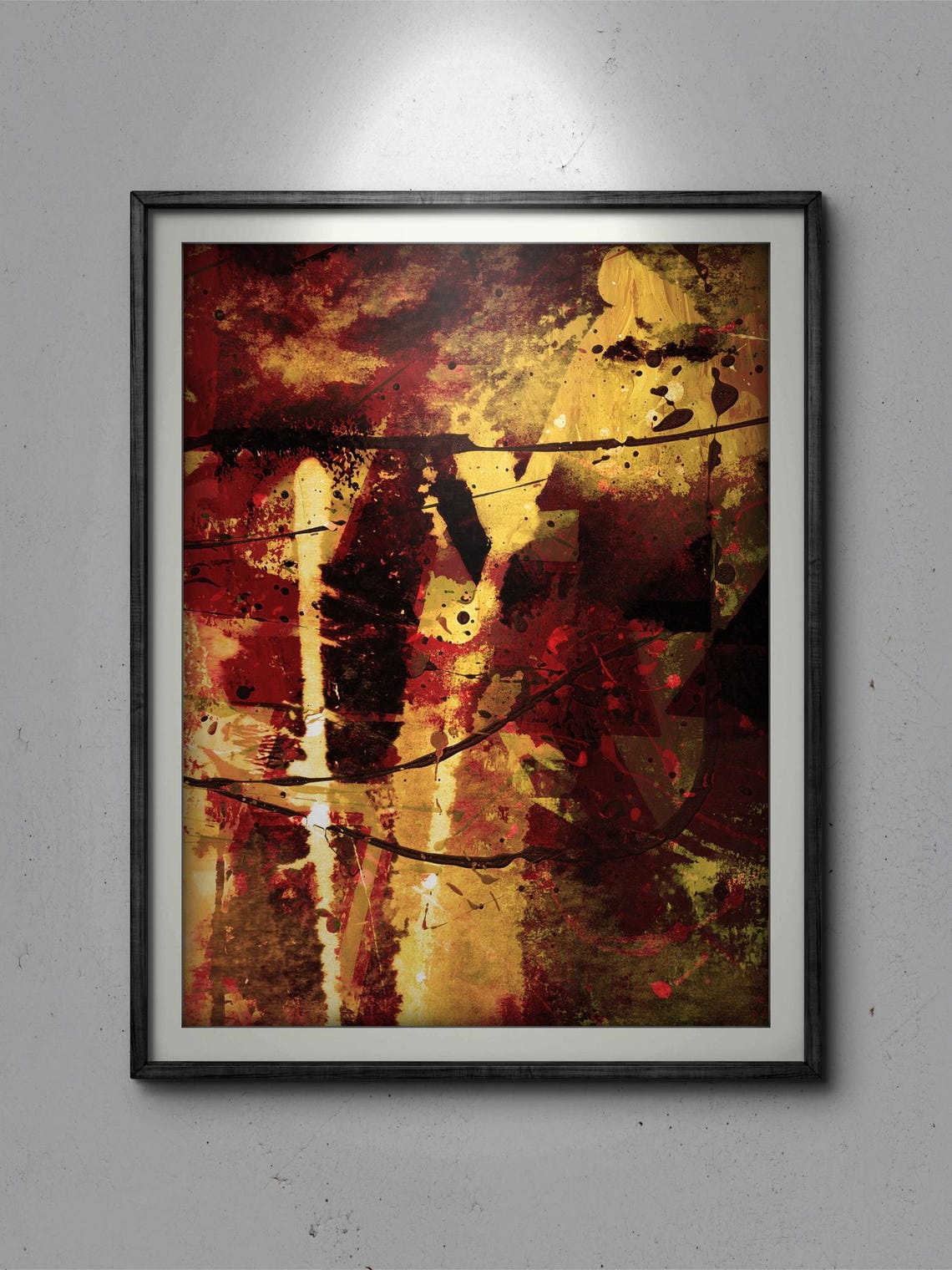 Abstract Nature Mixed Media With A Blend Of Gold Red And Black Textured Layers Organic Forms Of A Desert Landscape - Image 3