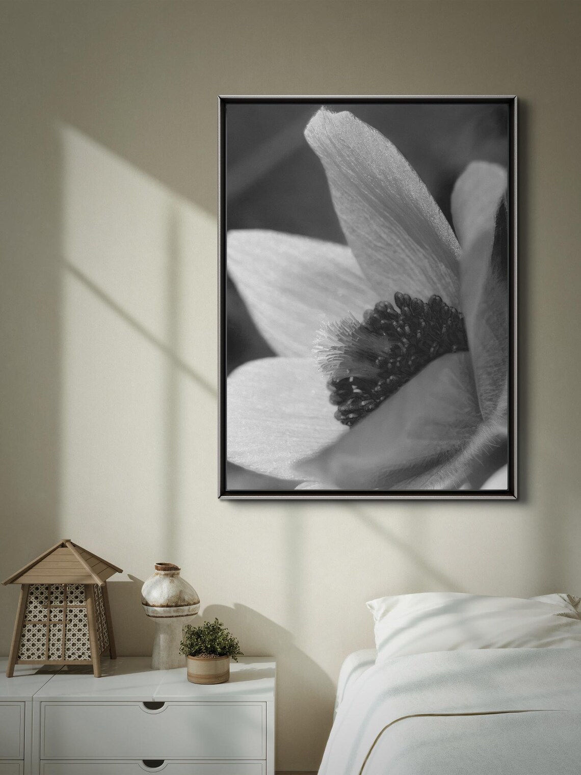 High Contrast Black And White Flower Close Up Art Print
