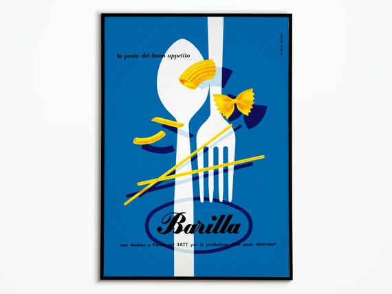 Vintage Retro Pasta Italy Travel Poster Print
