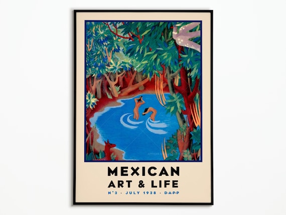 Mexican Art and Life No 3 July 1938 Jungle Pool Bathers Folk Art Poster