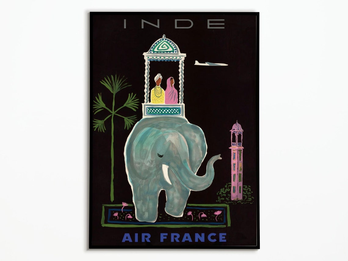 Vintage Air France India Travel Poster