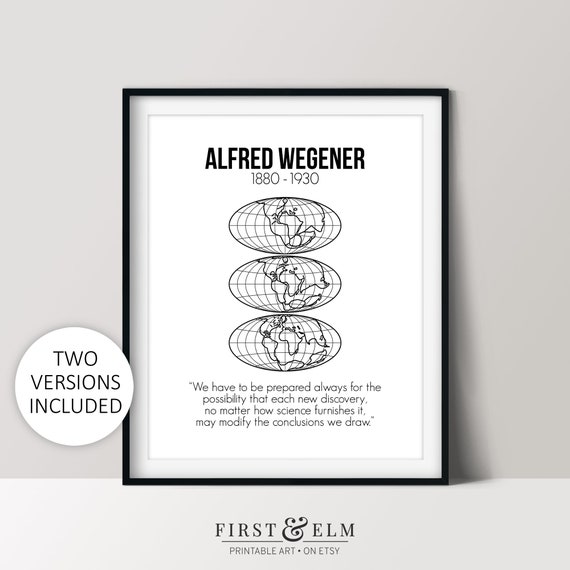 Alfred Wegener Print Famous Scientists Gift For Geologist Nerdy Home Dcor Instant