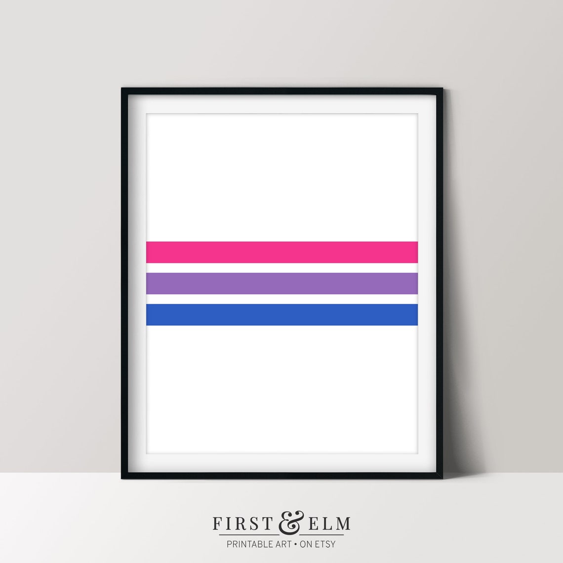 Bisexual Pride Flag Colors Minimalist LGBTQ Love Wall Art Decor
