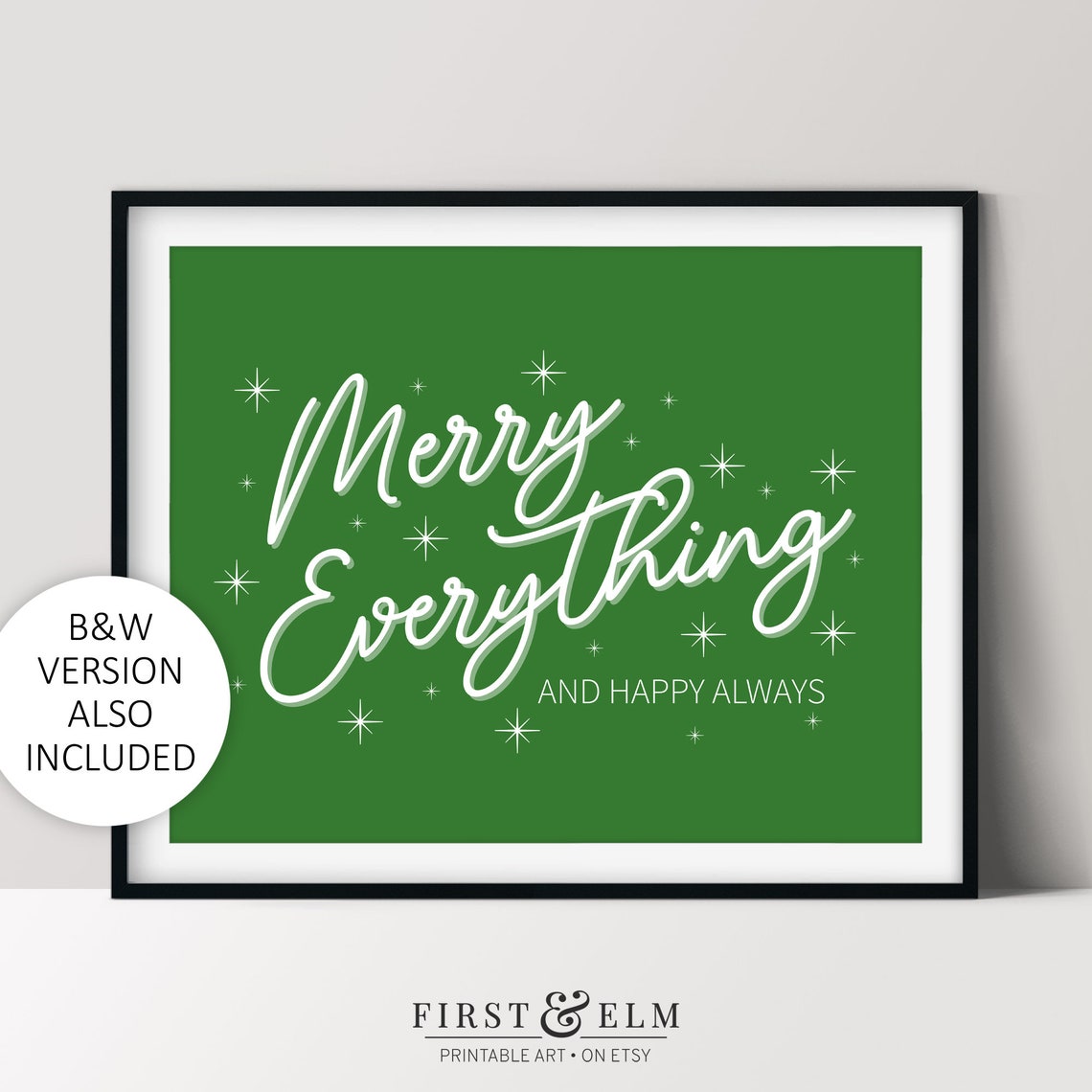 Merry Everything and Happy Always Festive Holiday Quote Poster - Image 3