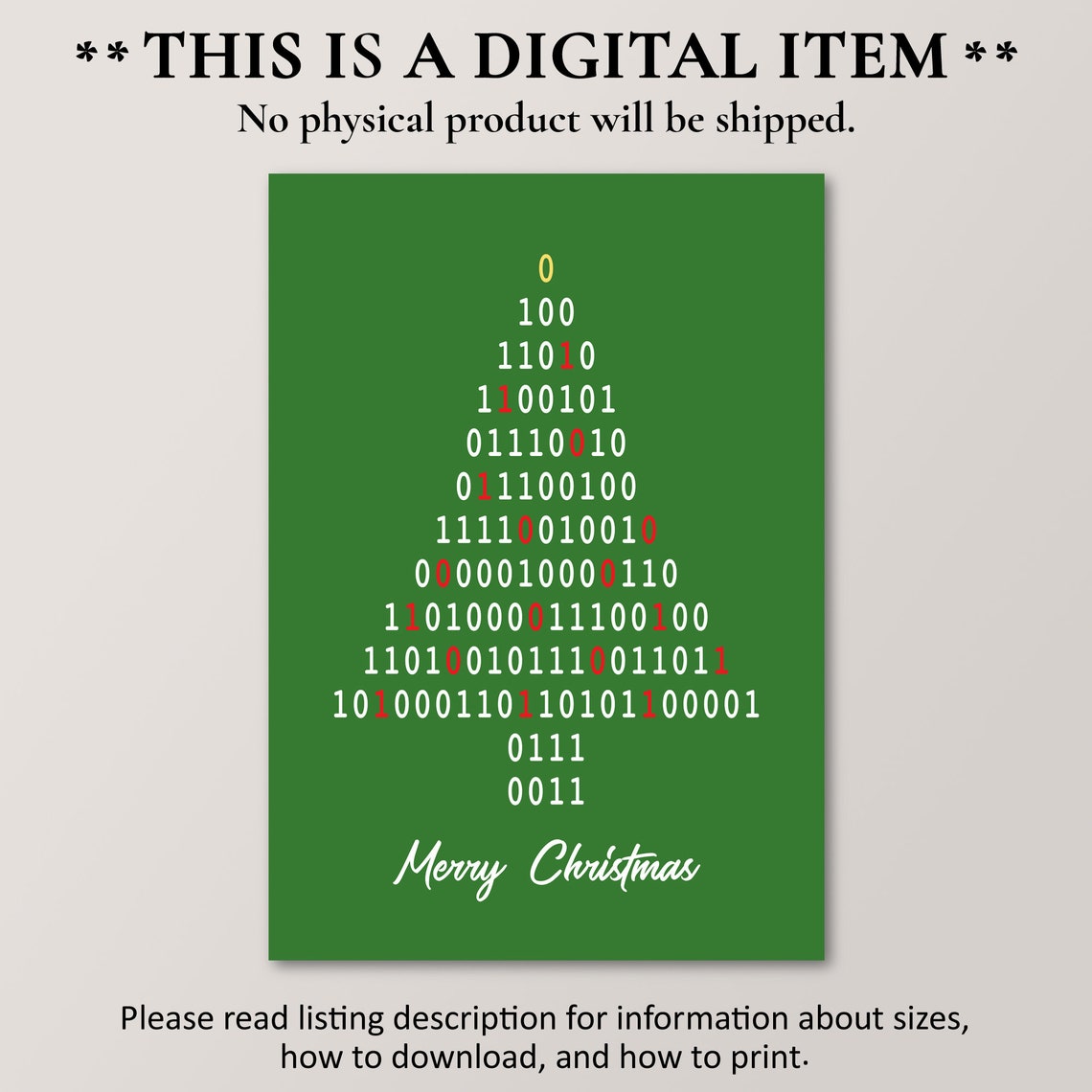 Binary Code Christmas Tree Merry Christmas Fun Nerdy Tech Poster - Image 2