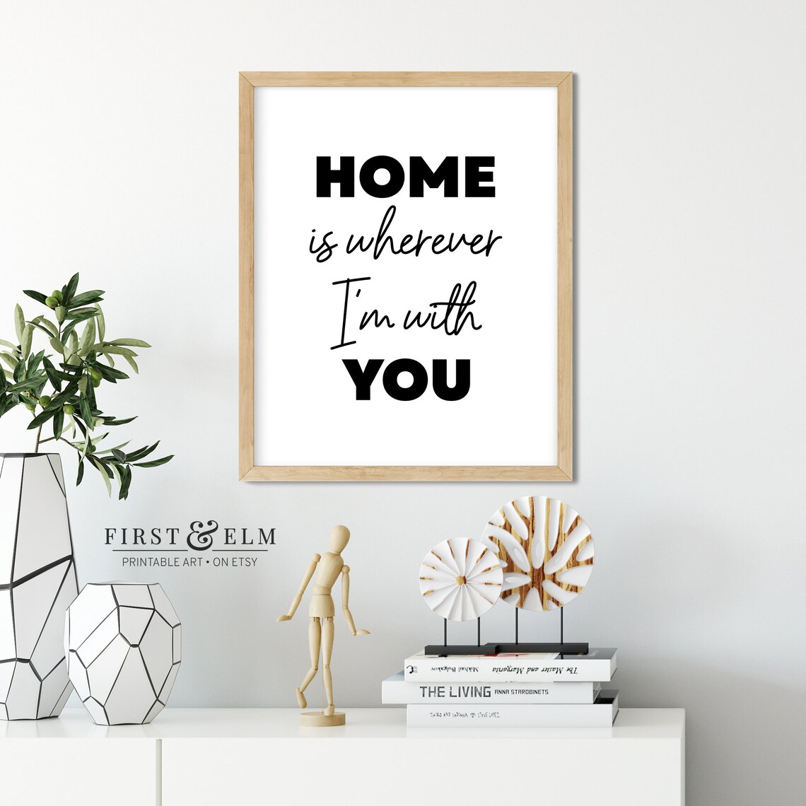 Home Is Wherever Im With You Romantic Couple Bedroom Art Print - Image 2