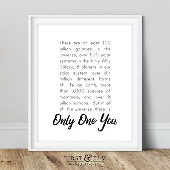 Only One You Astronomy Wall Art Space Themed Room Unique Gift Idea