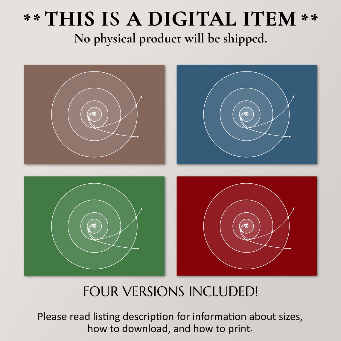 Voyager Trajectory Solar System Orbits Four Versions Space Poster