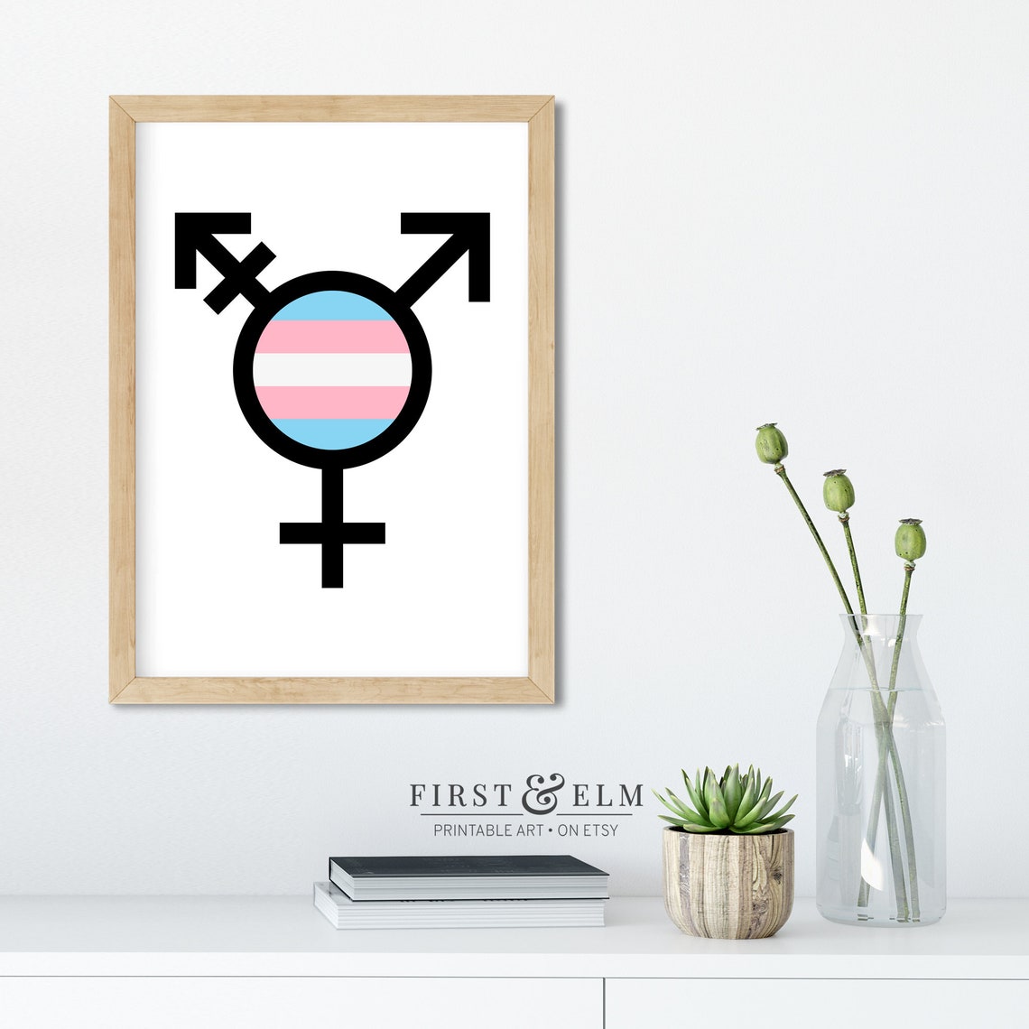 Transgender Symbol Pride Flag Colors Minimalist LGBTQ Wall Poster - Image 2